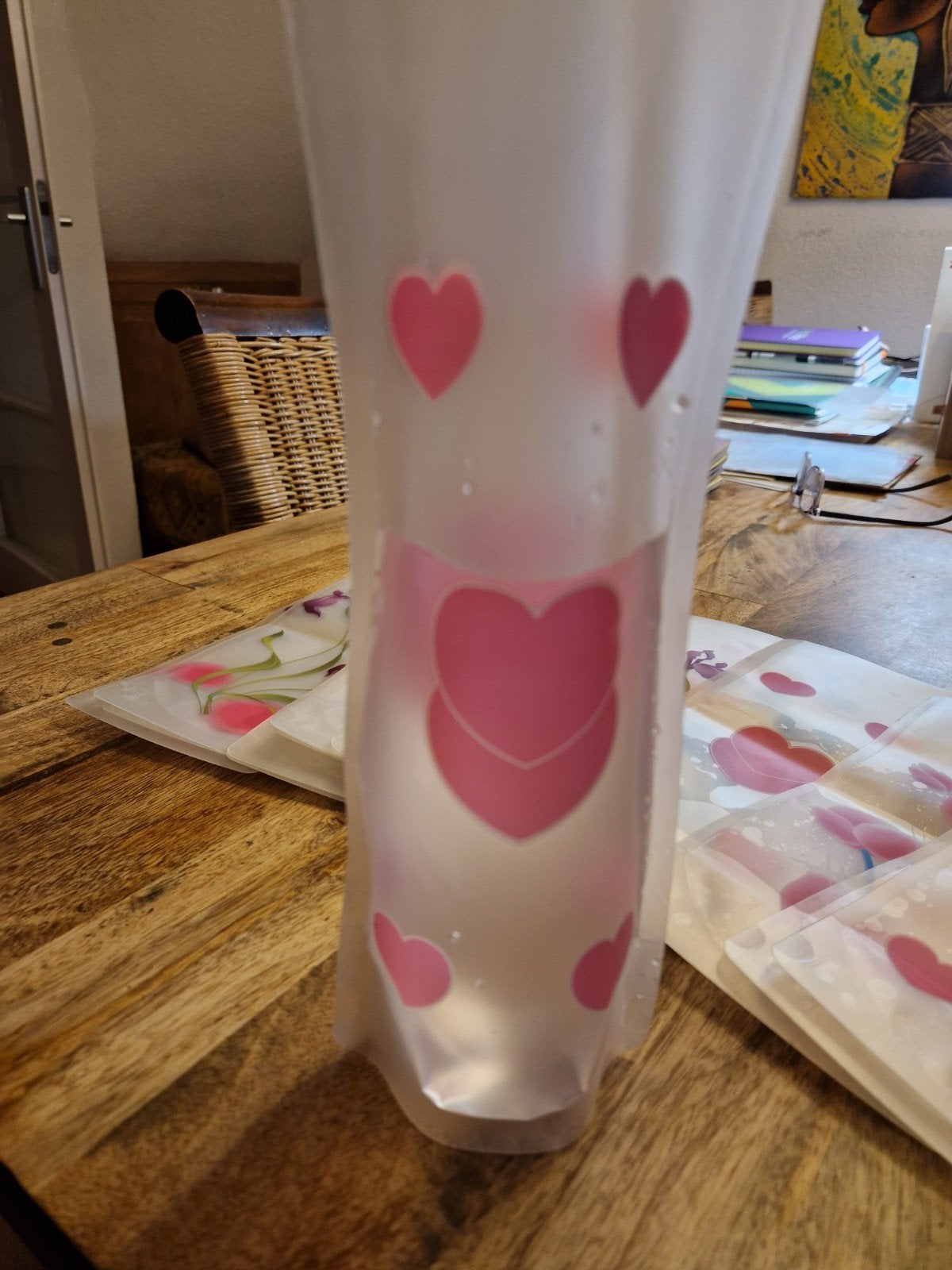 Set van 7 opvouwbare plastic vaasjes, 27 cm hoog, Ophalen, Zo goed als nieuw