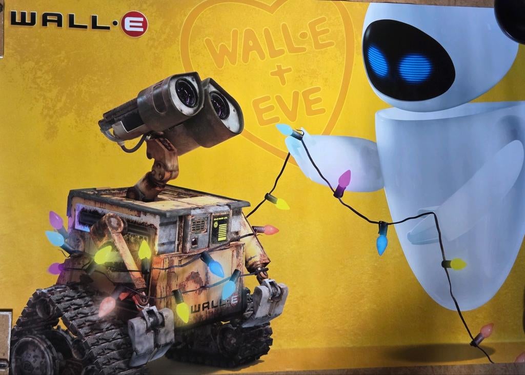 Poster van de film Wall E - Wall E & Eve - 61x91cm, Ophalen of Verzenden, Overige figuren, Plaatje of Poster
