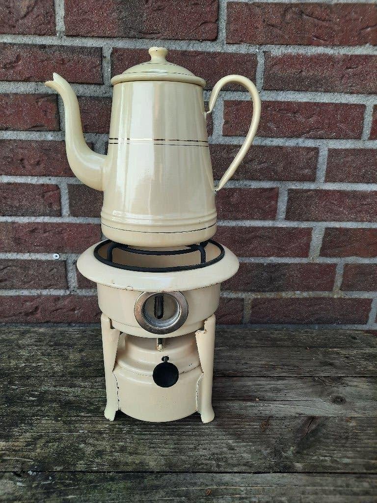 emaille petroleumstel met koffie pot, Ophalen of Verzenden