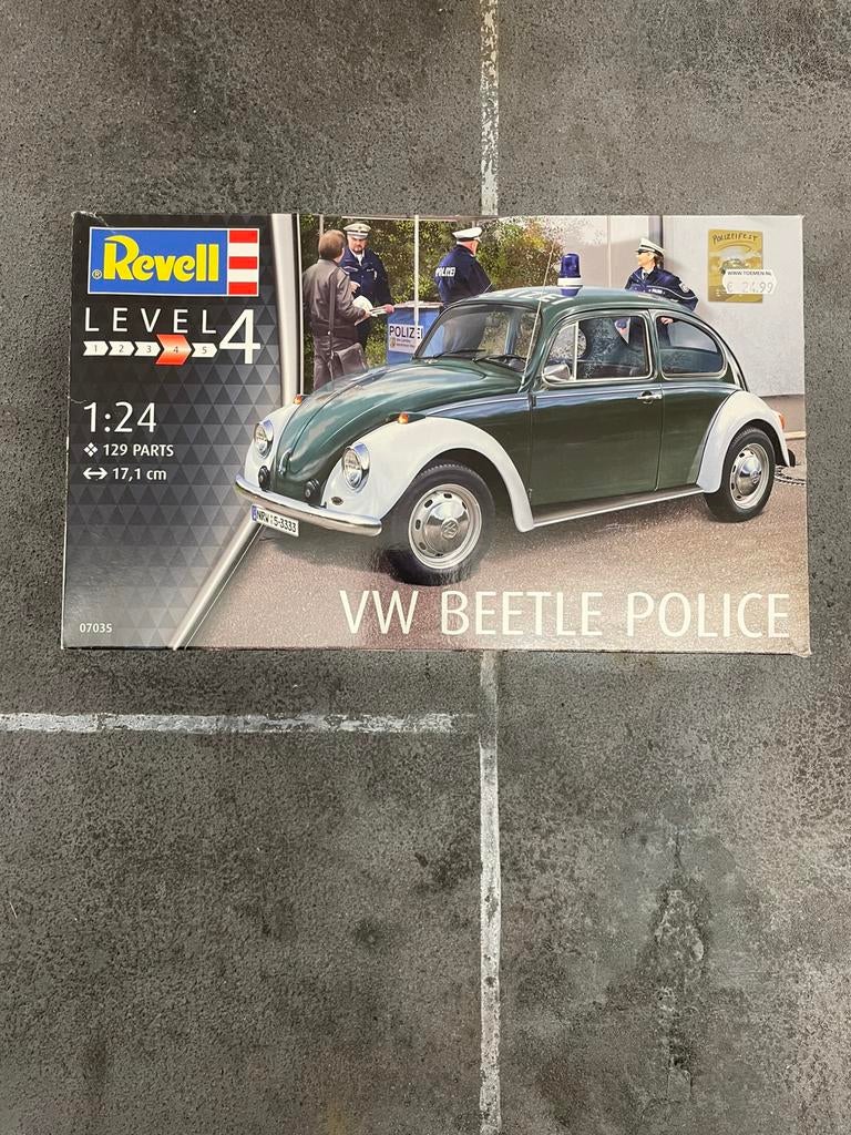 Revell VW Beetle Police 1/24, complete, Overige merken, Auto, Groter dan 1:32, Ophalen of Verzenden