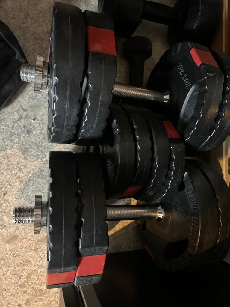 Verstelbare dumbbells en 5kg fitnessbal, Ophalen, Gebruikt, Armen, Dumbbell