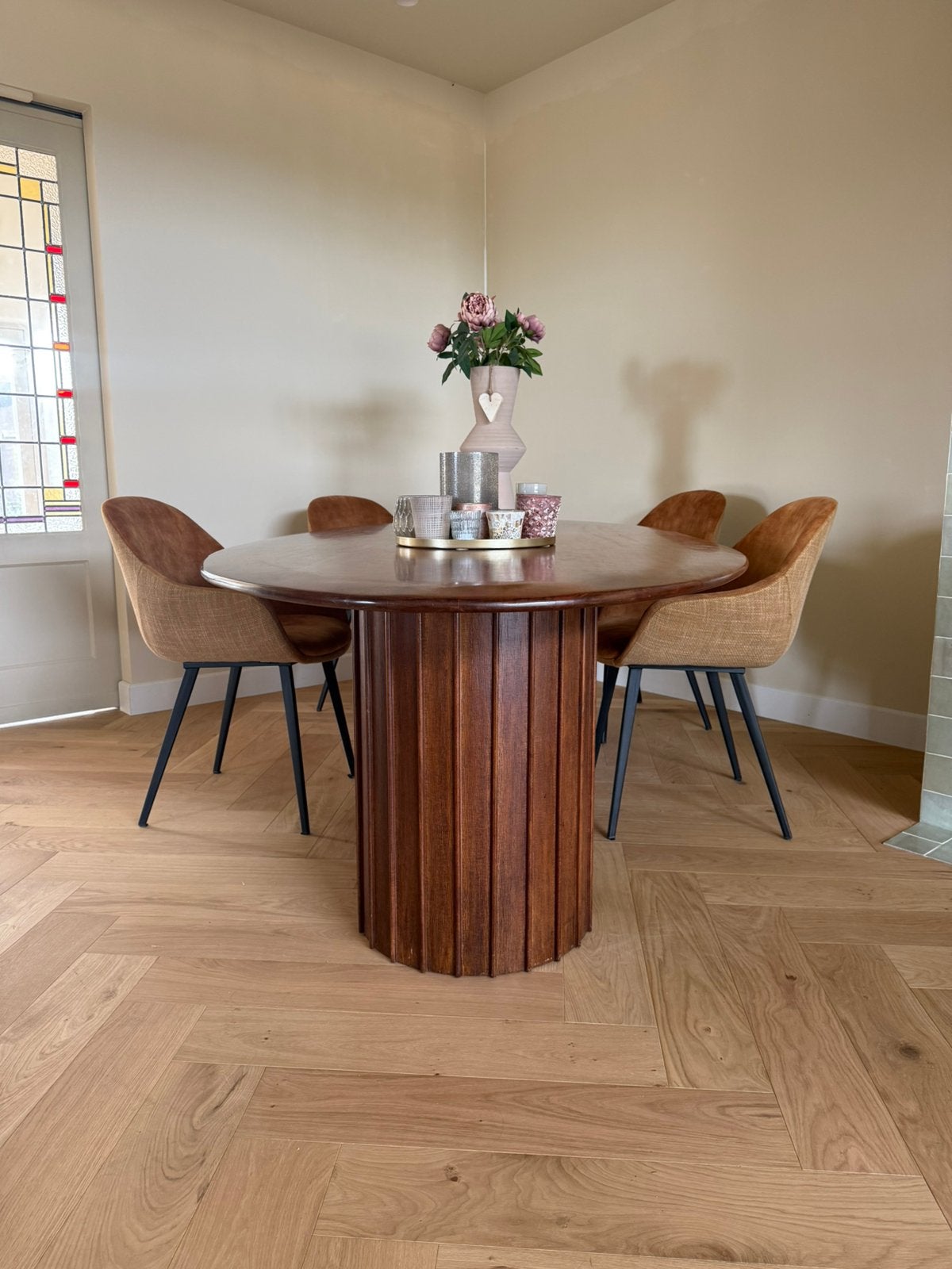 Vintage ovale tafel 250x110, Huis en Inrichting, Tafels | Eettafels, Ophalen, Vintage Deens design, Gebruikt, 100 tot 150 cm
