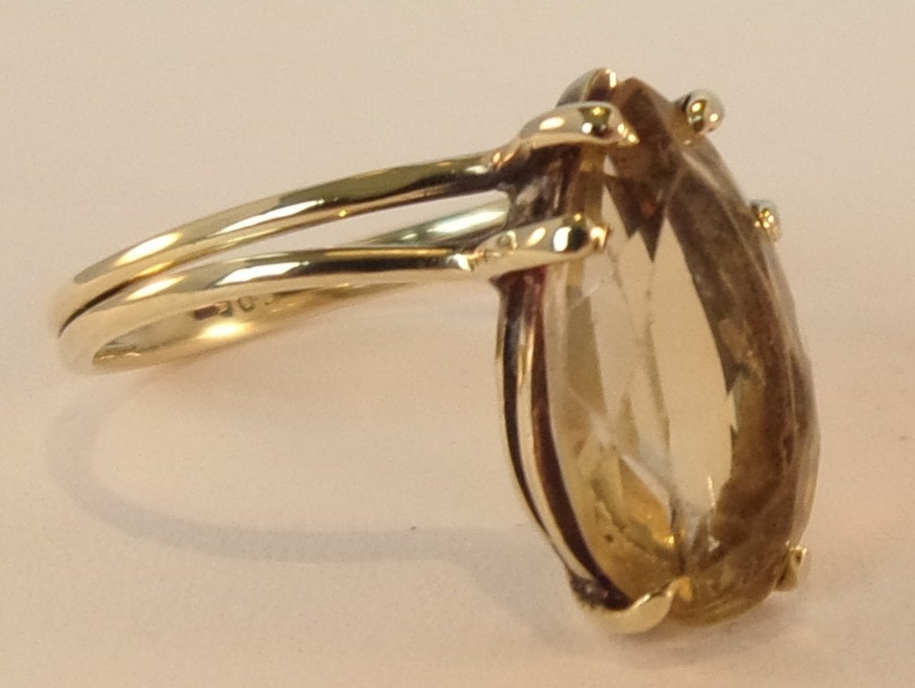 Massief 14 karaat gouden damesring met Goudtopaas, Verzenden, Goud, Ring, Met edelsteen