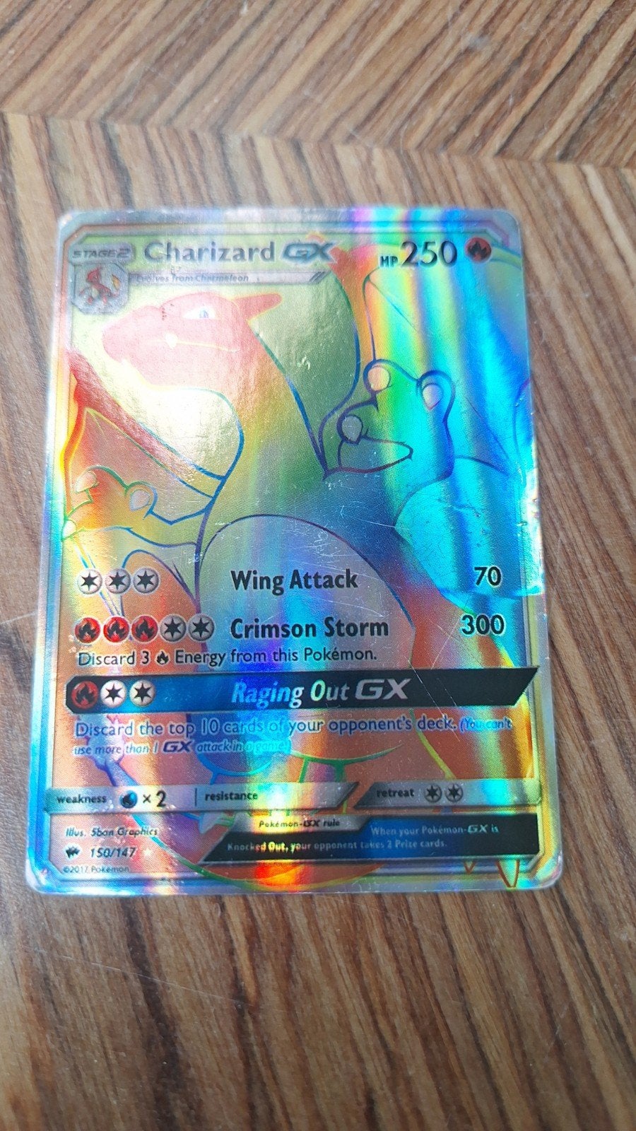Pokémon Charizard GX Rainbow Rare 150/147 199 euro bieden., Ophalen of Verzenden, Gebruikt, Losse kaart, Foil