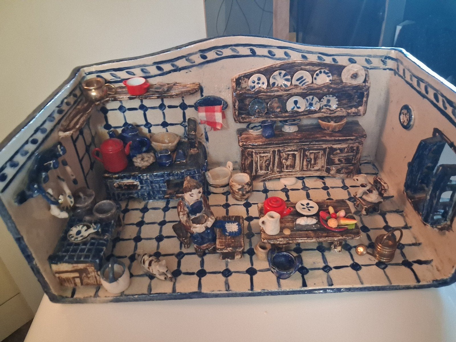 Diorama, Unieke vintage keramische 'Kijkdoos' Keuken, Ophalen of Verzenden, Huis en Inrichting