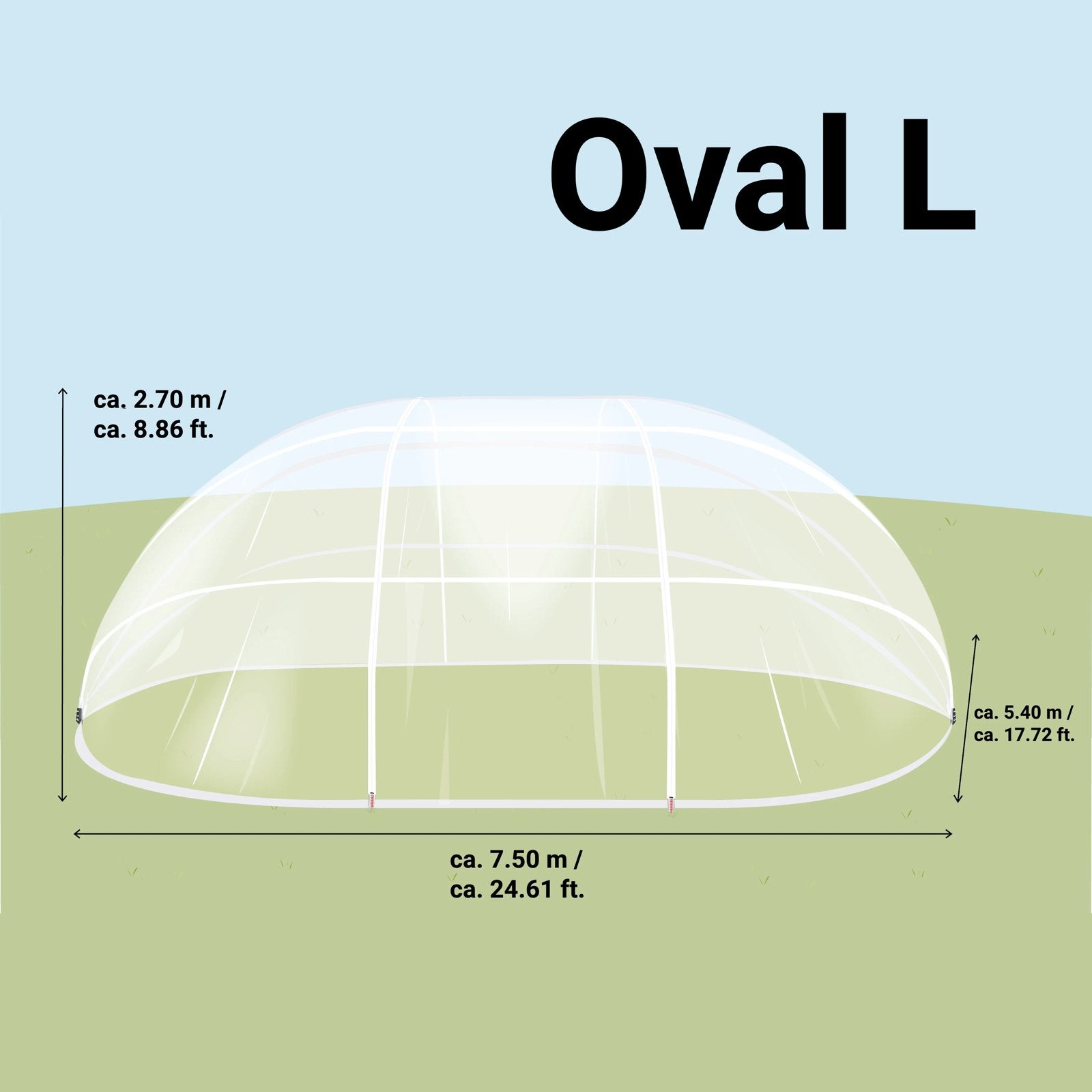 Sunnytent Ovaal L zwembadoverkapping - Bescherming en warmte, 120 cm of meer, Gebruikt, Overige typen, 300 cm of meer