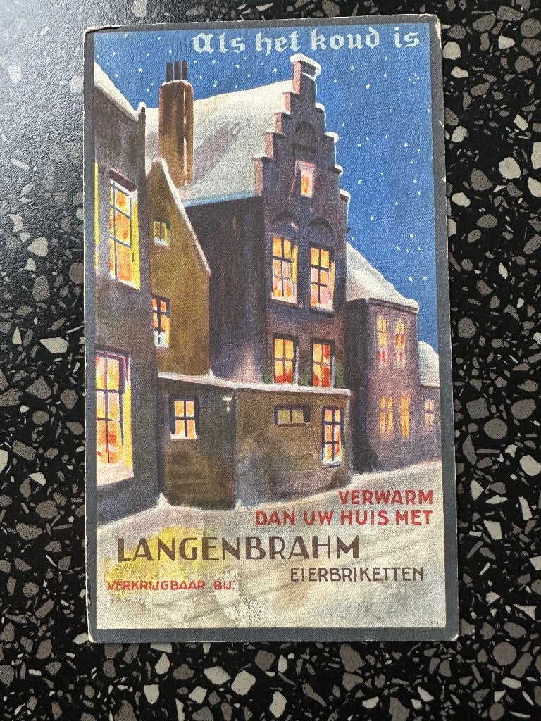 Vloeiblad Eierbriketten Langenbrahm. Oud., Ophalen of Verzenden, Gebruikt, Overige typen