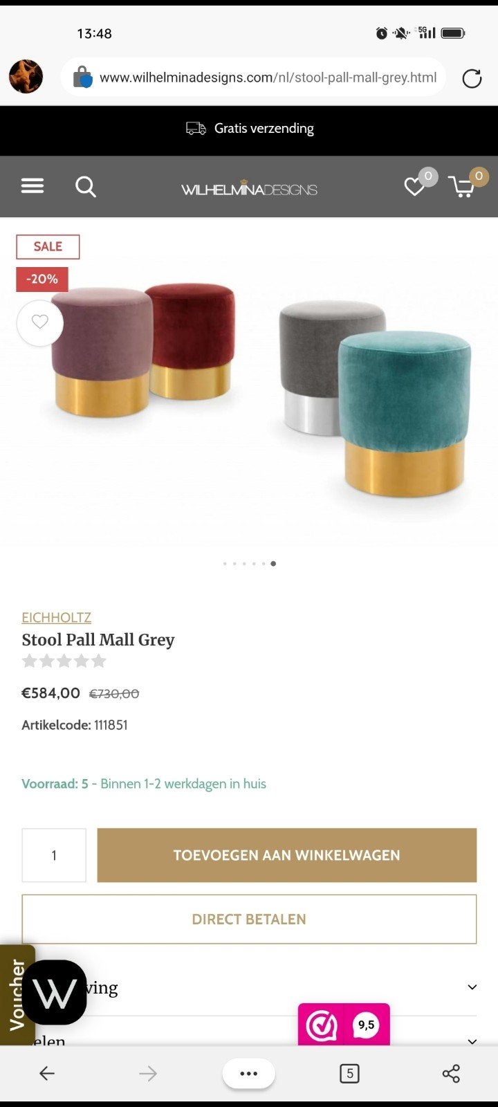 eicholtz poef twee stuks, Ophalen, Ogen