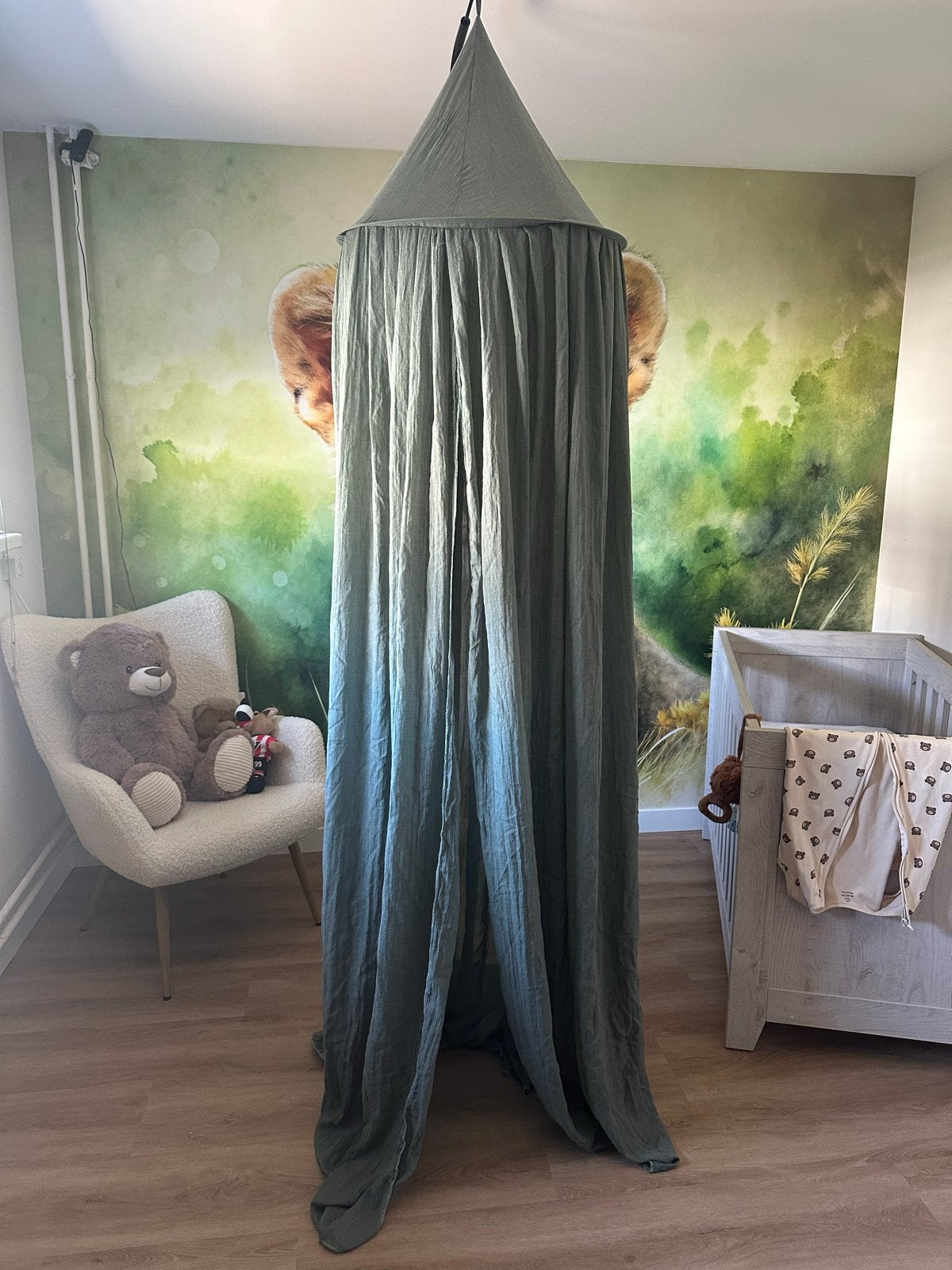 Groene Bedhemel/Klamboe met Standaard voor Babykamer, Ophalen, Zo goed als nieuw, 180 cm of meer, Minder dan 70 cm