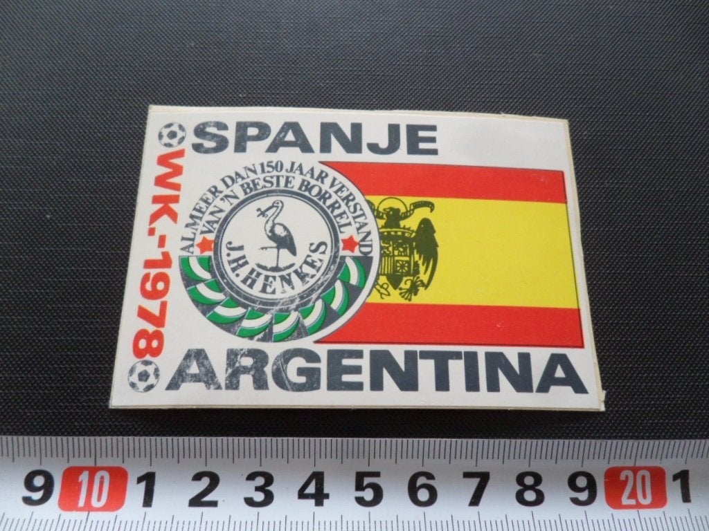 sticker vlag spanje henkes jenever voetbal WK 1978, Ophalen of Verzenden, Zo goed als nieuw