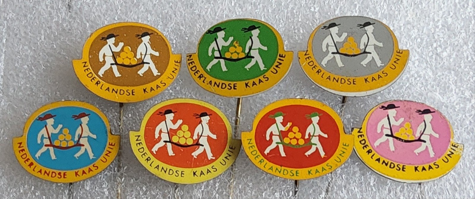 7 Speldjes Nederlandse Kaas Unie, Verzamelen, Ophalen of Verzenden, Gebruikt, Overige onderwerpen, Speldje of Pin
