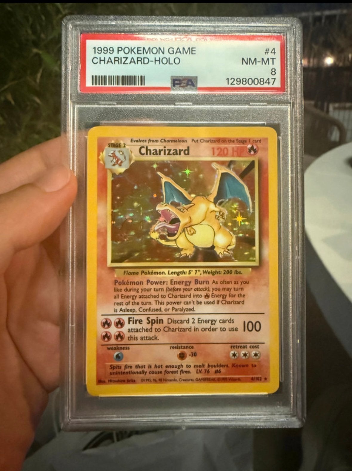 Charizard (BS 4) PSA 8, Ophalen of Verzenden, Zo goed als nieuw
