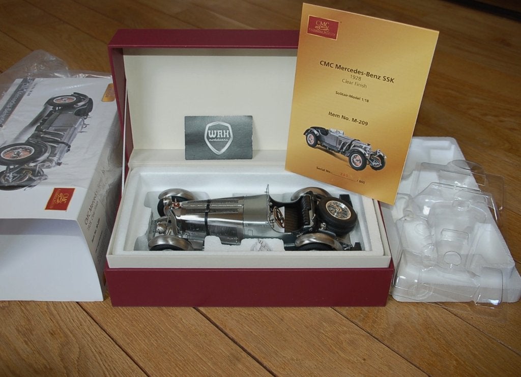 1:18 MERCEDES SSK 1930 CLEAR FINISH CMC M-209 in box WRH, Verzenden, Zo goed als nieuw, Auto, Overige merken