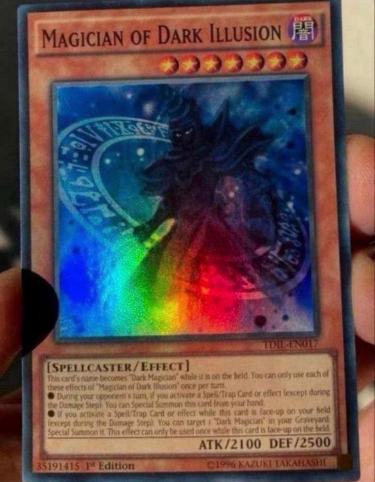 Yu-Gi-Oh! Magician of Dark Illusion TDIL 1st Edition !, Ophalen of Verzenden, Gebruikt, Losse kaart, Foil