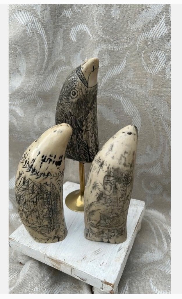 3 x replica scrimshaw beelden, gemaakt van resin pr.p.stuk, Antiek en Kunst, Kunst | Designobjecten, Ophalen of Verzenden