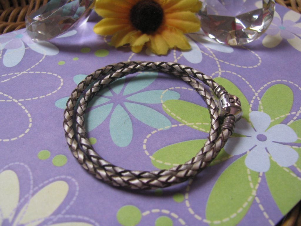 Pandora PRIMA armband * 34.5 cm * leder * 2 x om pols *, Ophalen of Verzenden, Gebruikt, Overige kleuren, Leer