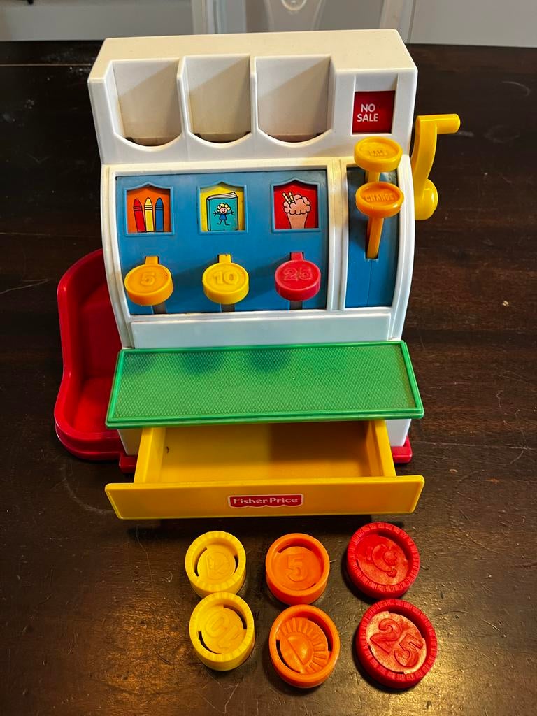 Fisher-Price Kassa Speelgoed met Munten, Ophalen, Zo goed als nieuw, Speelset, Met geluid