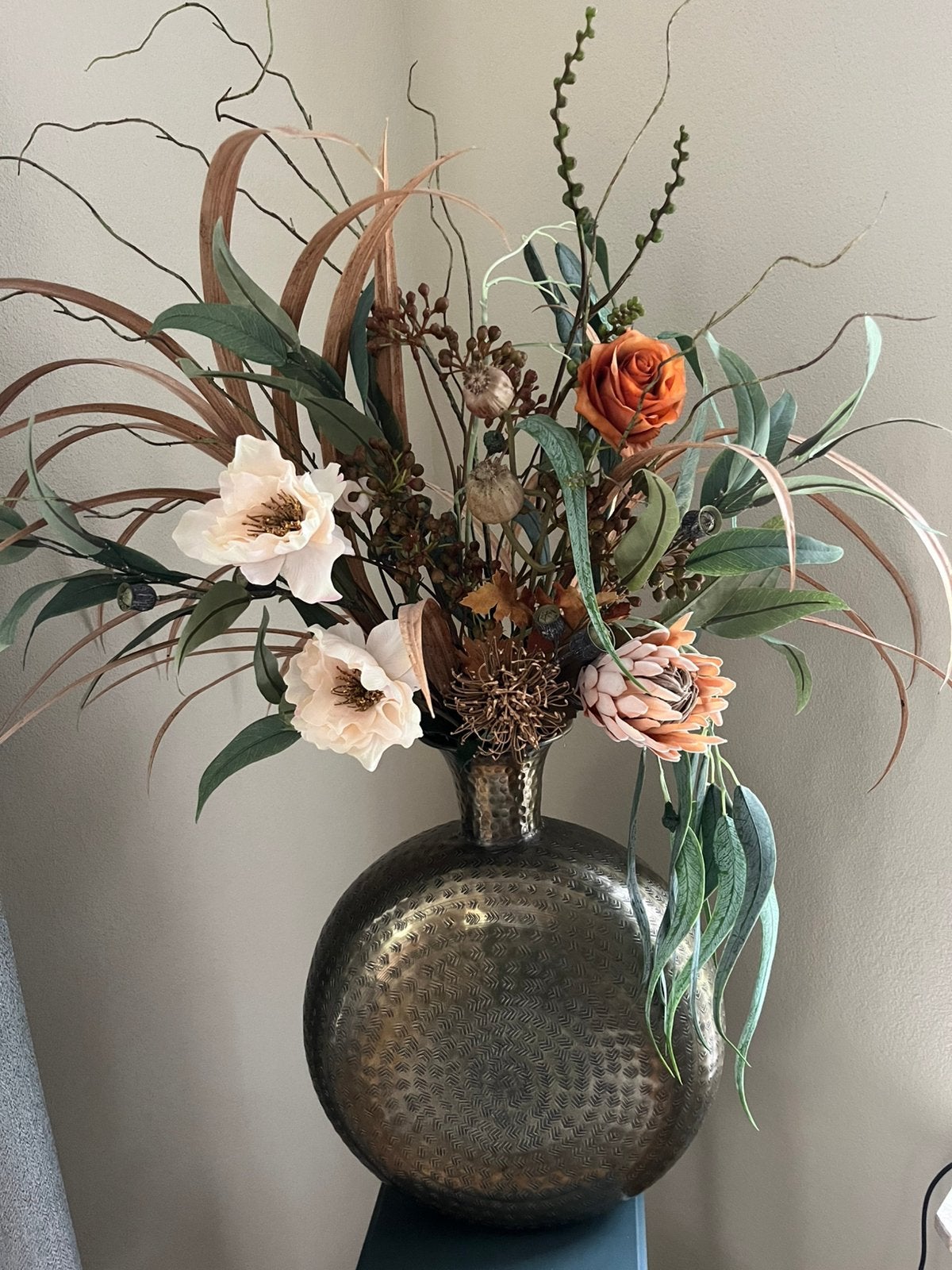 Prachtige kunstbloemen oranje/groen, Ophalen of Verzenden, Zo goed als nieuw