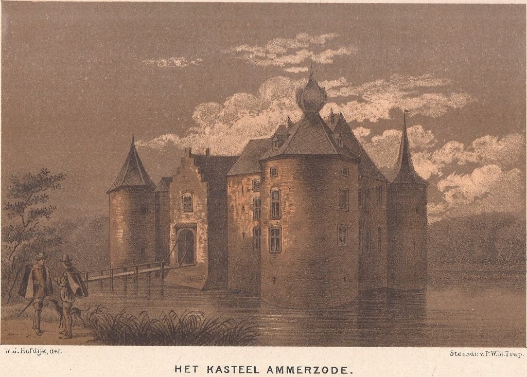 Het Kasteel Ammerzode. Litho 1884.