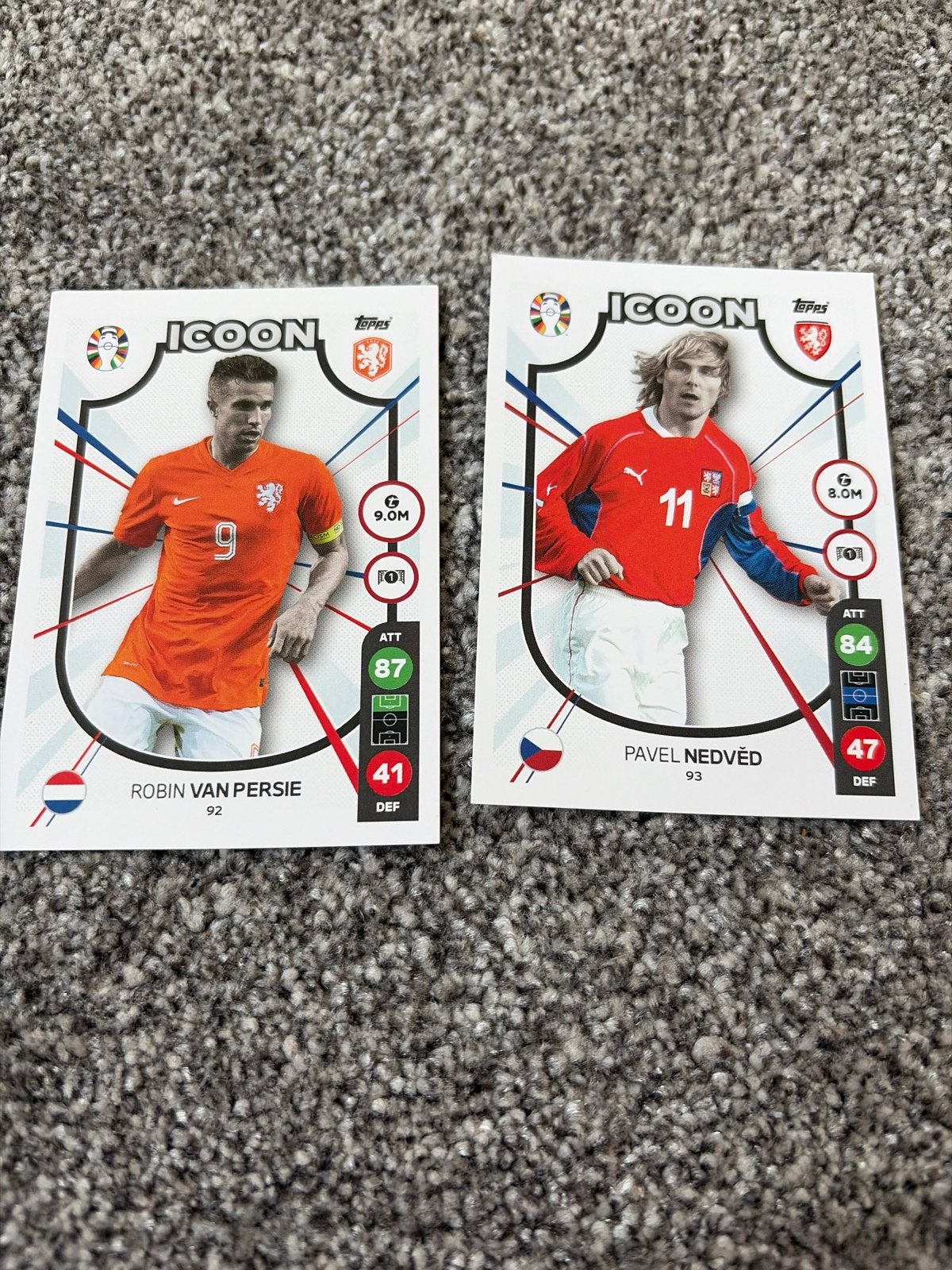 Topps UEFA Euro 2024 Icoon kaarten: Van Persie & Nedved, Ophalen of Verzenden, Zo goed als nieuw, Meerdere plaatjes