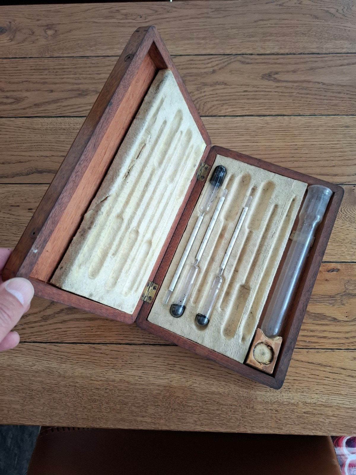 Antieke Alcoholtestkit in Houten Kist - Hydrometer Set, Ophalen of Verzenden