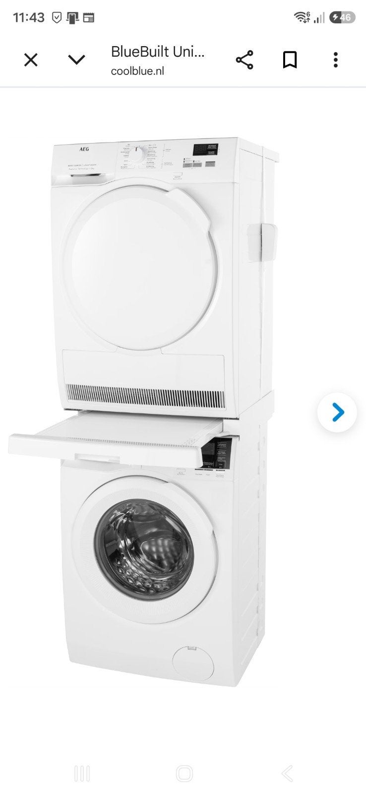 wasmachine tussenstuk, Ophalen, Zo goed als nieuw, 1200 tot 1600 toeren, Minder dan 85 cm