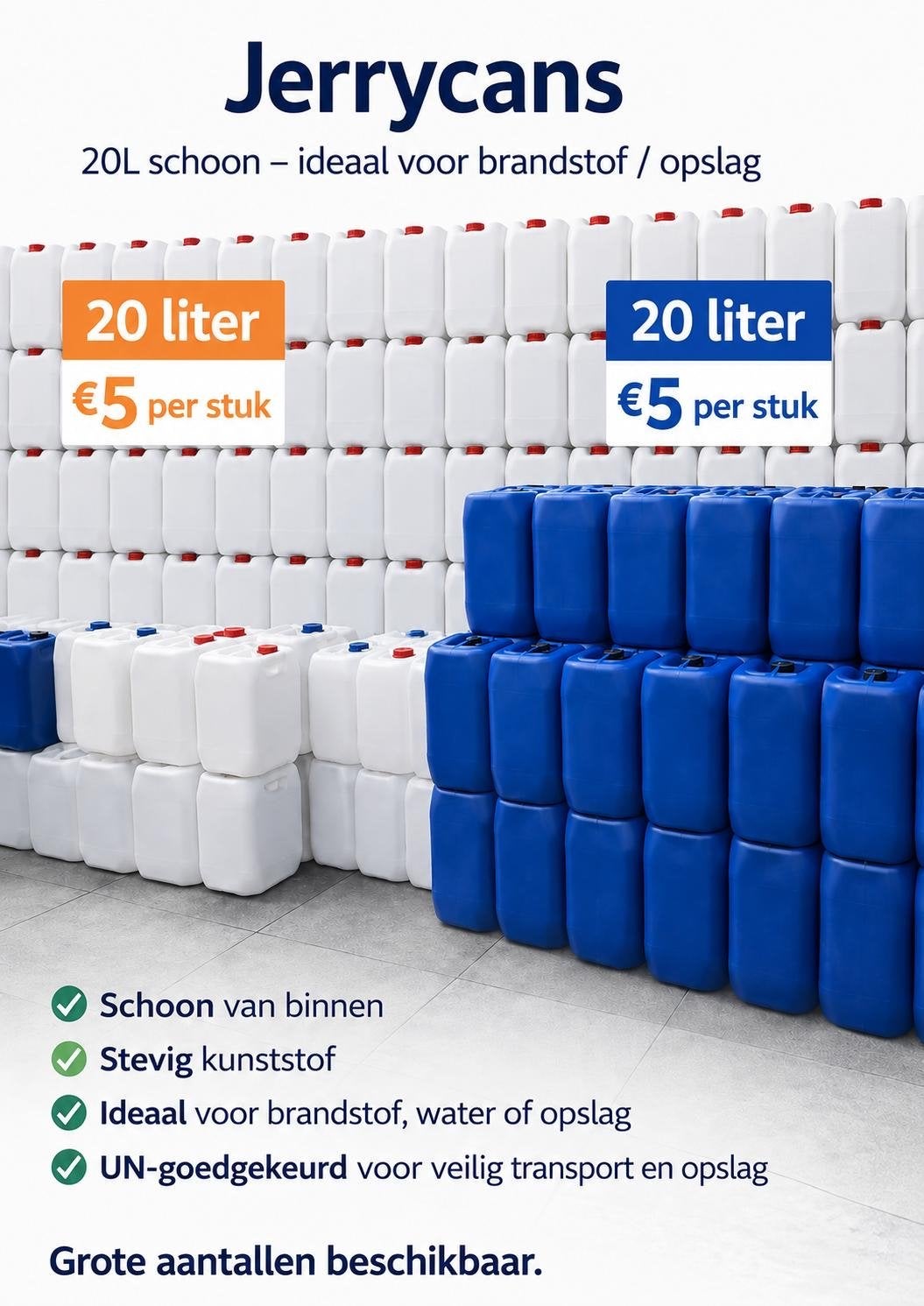 Jerrycans 20L - Schoon, stevig, UN-goedgekeurd, Ophalen, Nieuw