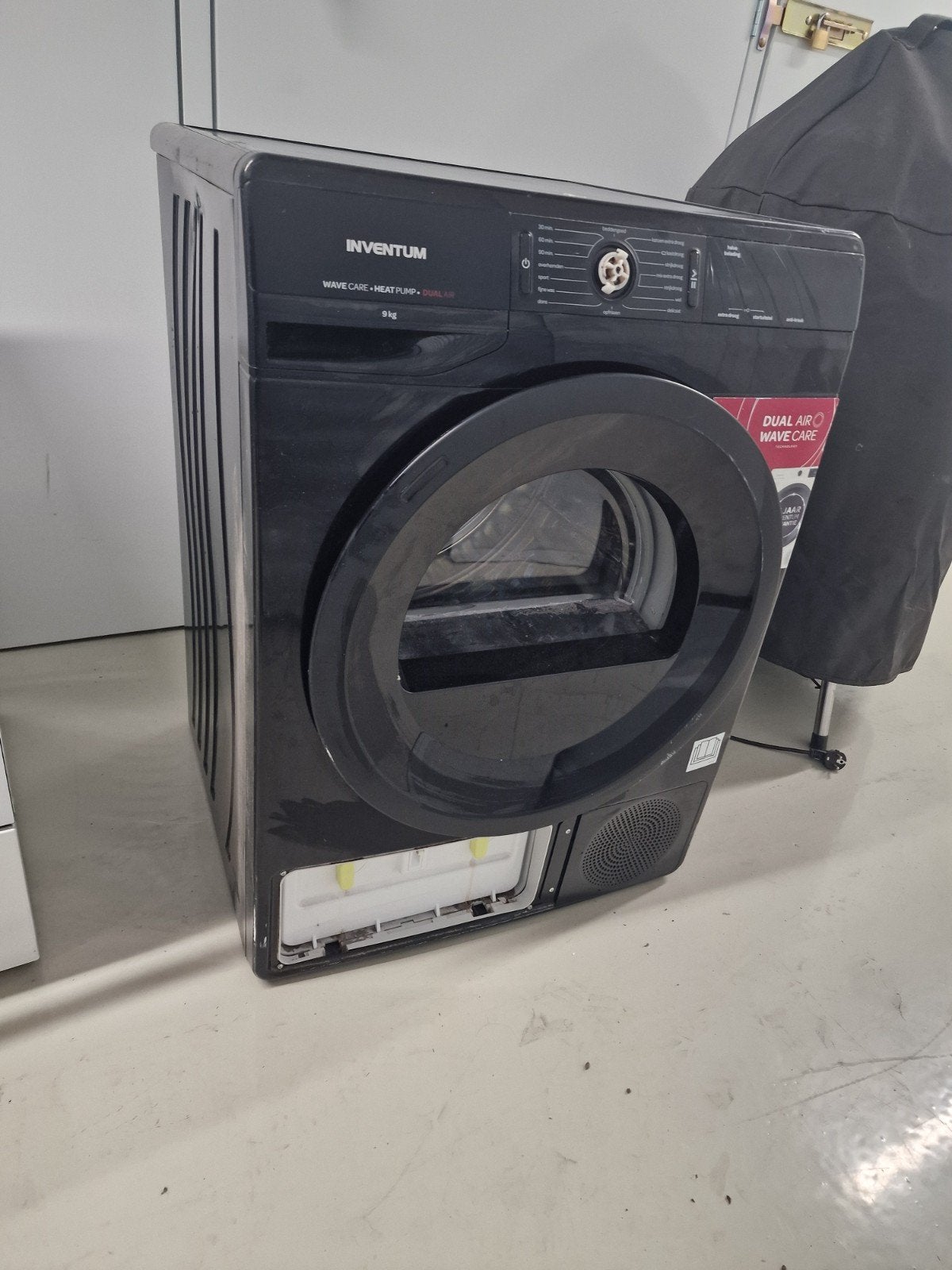 Inventum warmtepompdroger 9 kg zwart, Witgoed en Apparatuur, Ophalen, Gebruikt, 8 tot 10 kg, Voorlader