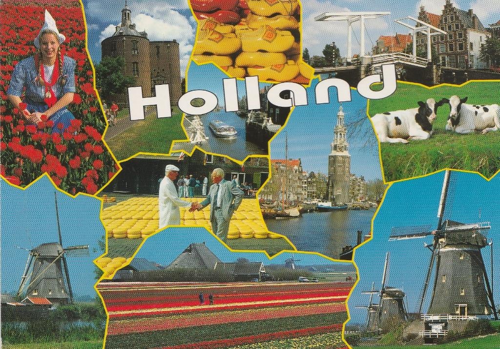 HOLLAND Klederdracht Tulpen Molen Klompen Kaas Enkhuizen, Verzenden, 1980 tot heden, Gelopen, Zuid-Holland
