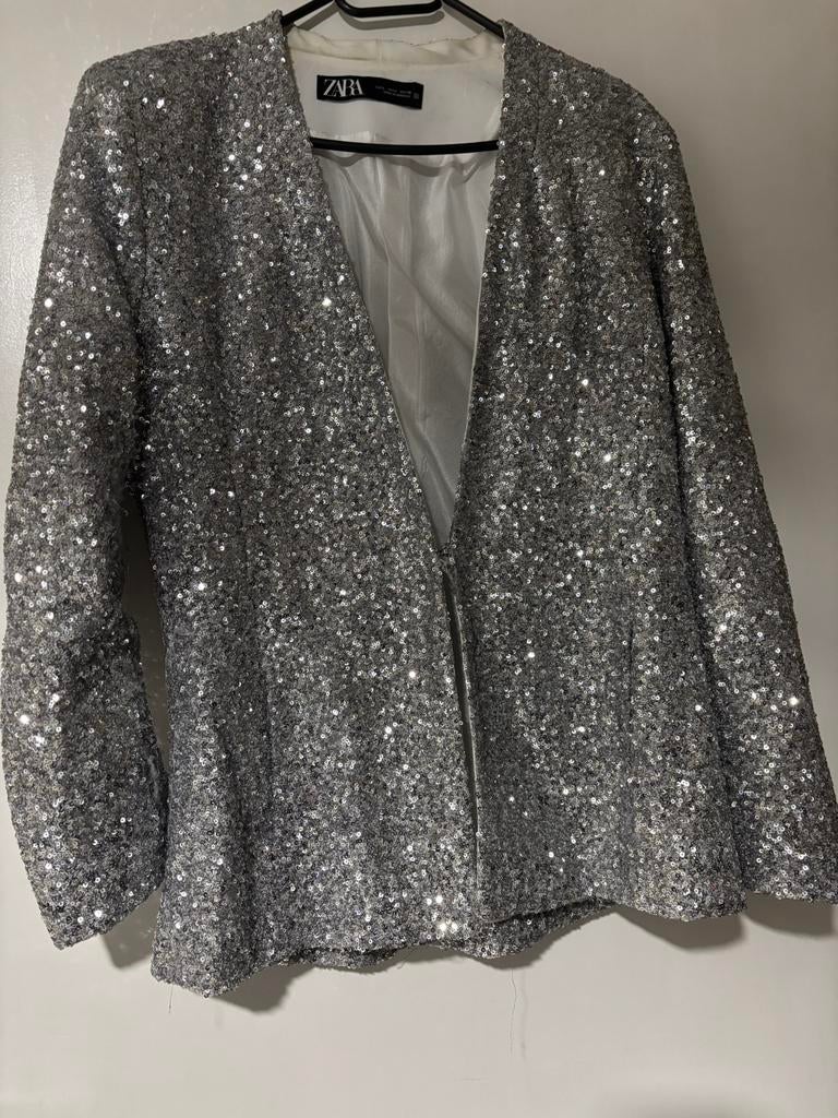 Zilver glitter dames jasje, Maat 38/40 (M), Carnaval, Verzenden, Kleding