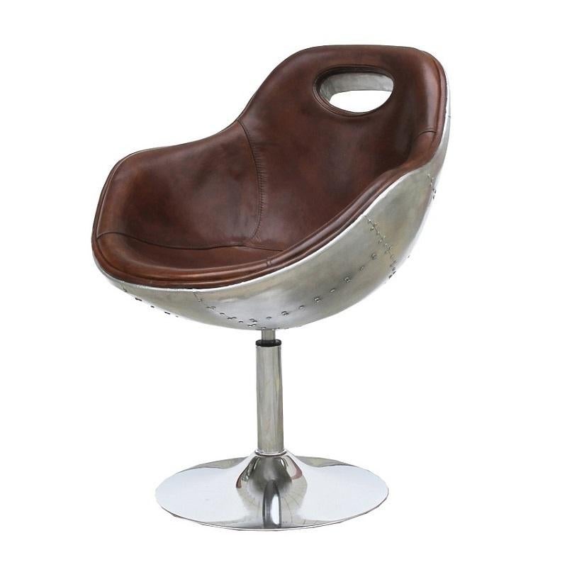 SHOWROOM Vintage Retro Leer Aviator Fauteuil Aviation Stoel, Industrieel, Retro, Vintage, Info@dehanzeherten.nl, De Hanze Herten BV