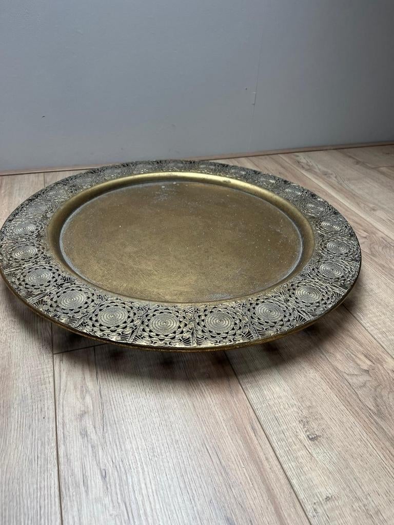 Mooi sier plateau, Overige materialen, Gebruikt, Schaal, Rond