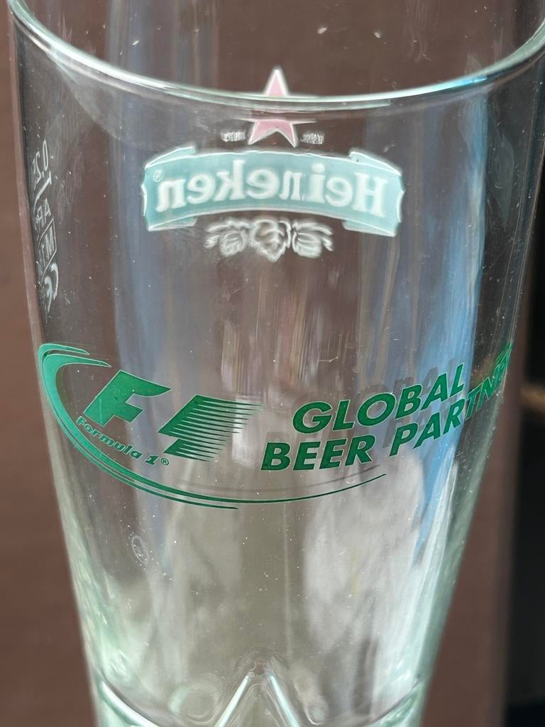 Heineken dubbeldruk glas Formule 1 F1, Ophalen, Zo goed als nieuw, Formule 1