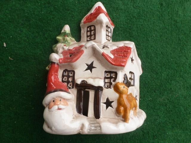 NIEUW 4 stenen kerst huisjes met verlichting 22 cm, Ophalen of Verzenden, Nieuw