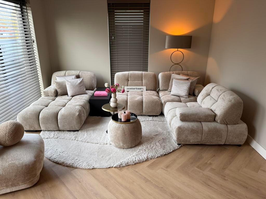 Luxe Velvet Teddy Modulaire U-bank Bloksy 170x370x220cm NEW, Huis en Inrichting, Banken | Bankstellen, Nieuw, Hoekbank, Vierpersoons of meer