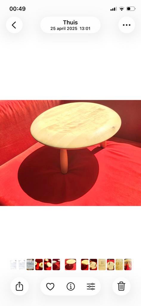 Karljohan Ikea PS, vintage kruk/tafeltje, massief beuken, Minder dan 55 cm, Ophalen of Verzenden, Zo goed als nieuw, 60 cm of meer