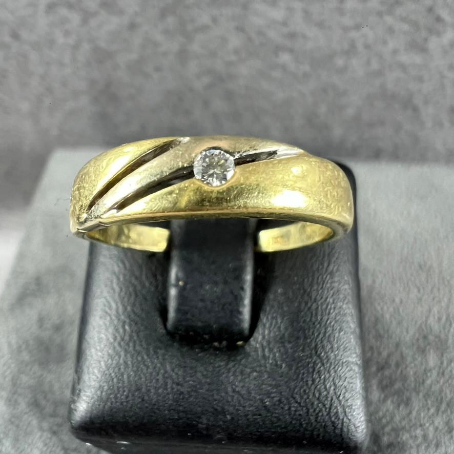 Gouden ring | 14K* | 2,26gr | bandring met briljant | 402820, Sieraden, Tassen en Uiterlijk, Ringen, Ophalen of Verzenden, Zo goed als nieuw