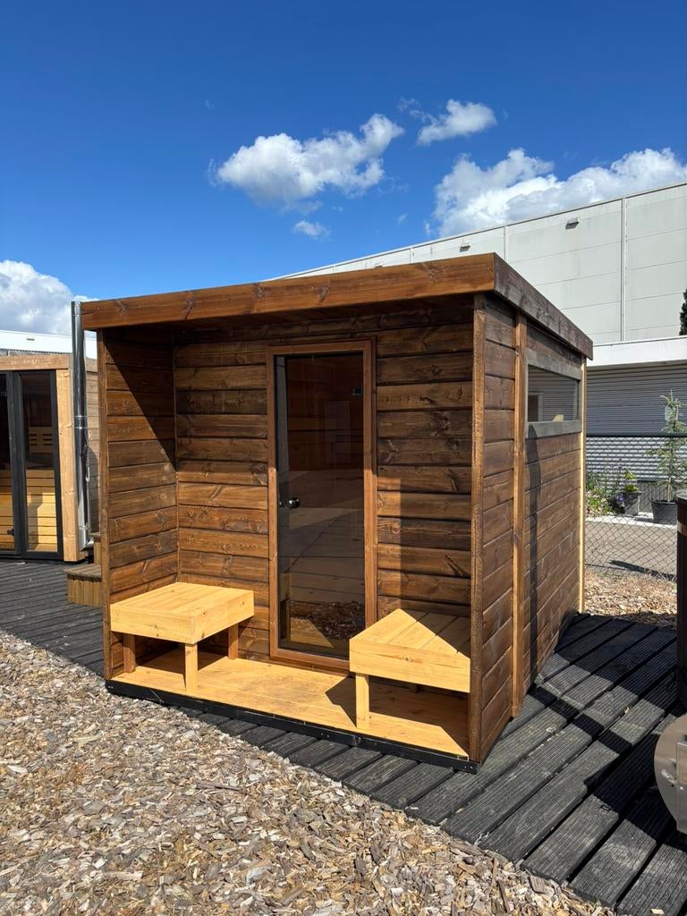 Buitensauna met voorportaal. Sauna tuinsauna incl. Kachel, Sport en Fitness, Sauna, Ophalen of Verzenden, Nieuw, Fins of Traditioneel