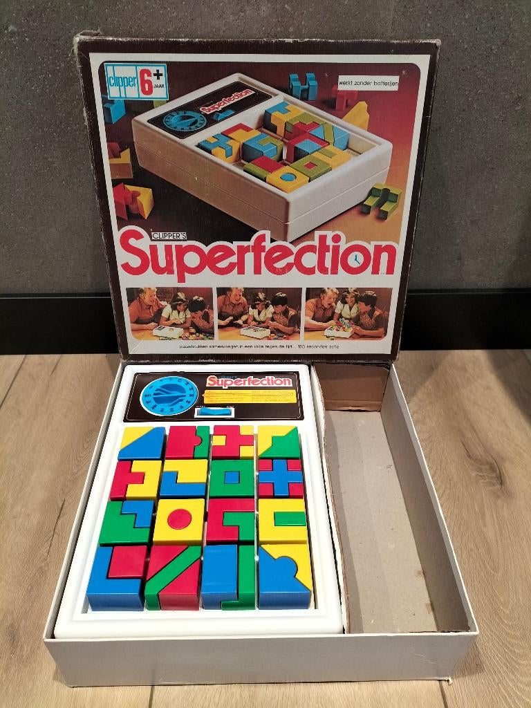 Superfection - spel van Clipper - vintage 1975, Vijf spelers of meer, Ophalen of Verzenden, Gebruikt, Clipper