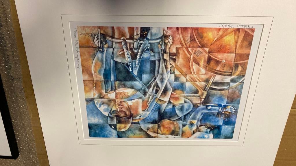 Gé Brugmans kunstdruk gelimiteerd wielrennen 50x60 cm, Ophalen of Verzenden