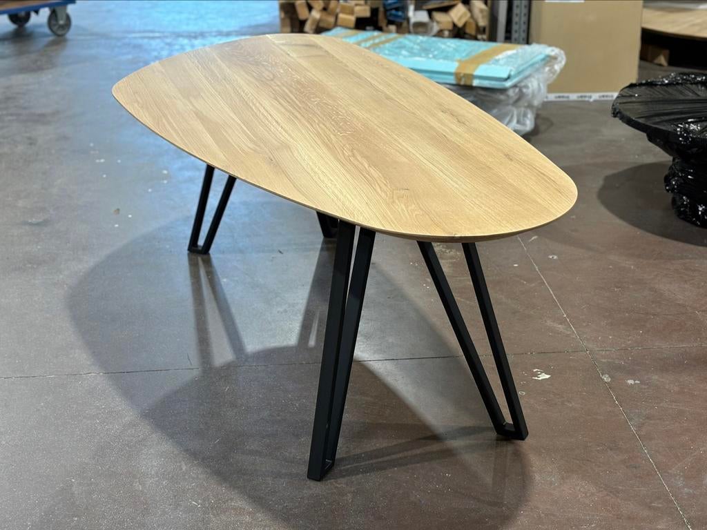 Eiken tafel kiezelvormig/organisch 220x110cm, 100 tot 150 cm, Eikenhout, Nieuw, Ophalen of Verzenden