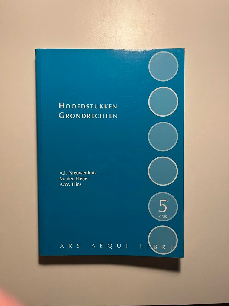 Hoofdstukken Grondrechten - A.J. Nieuwenhuis, Boeken, Studieboeken en Cursussen, Zo goed als nieuw, WO, Alpha, Ophalen of Verzenden
