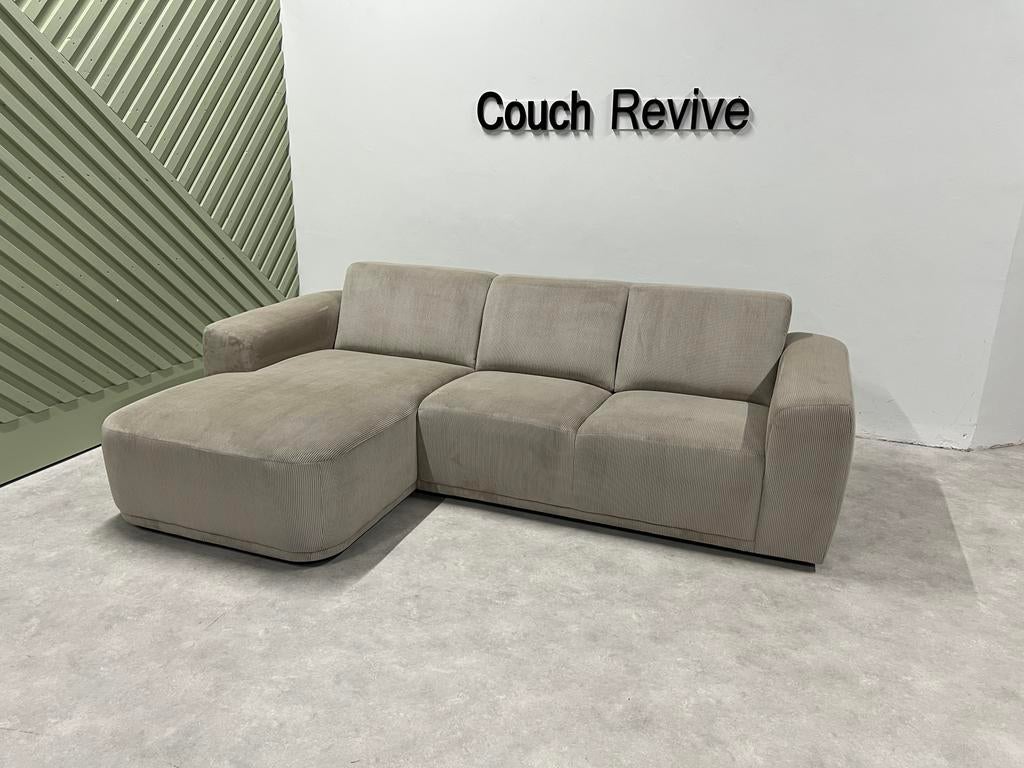 GRATIS LEVERING Z.G.A.N Ribstof hoekbank 255x160 Gereinigd, 250 tot 300 cm, Ophalen of Verzenden, Zo goed als nieuw, 150 cm of meer