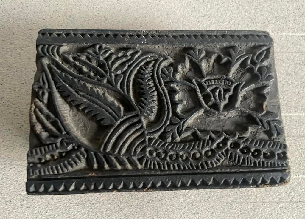 Mooie oude houten stempel natuur batik india, Ophalen of Verzenden, Zo goed als nieuw, Houten stempel
