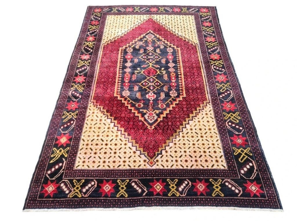 Handgeknoopt Perzisch wol Karabach tapijt 137x200cm, 100 tot 150 cm, Crème, Zo goed als nieuw, Oosters