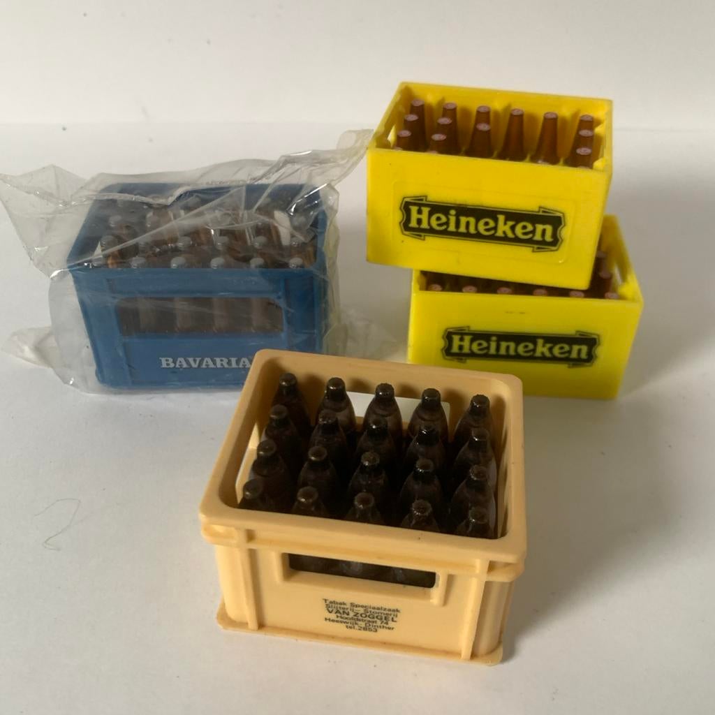 4 Miniatuur Bierkratten flesopeners Bavaria Heineken, Verzamelen, Biermerken, Gebruikt, Overige typen, Bavaria, Ophalen of Verzenden