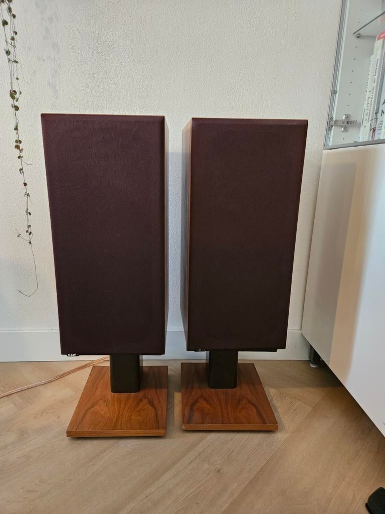B&W DM14 vintage luidsprekers + originele stands, Audio, Tv en Foto, Luidsprekers, Ophalen, Gebruikt, Bowers & Wilkins (B&W), 120 watt of meer