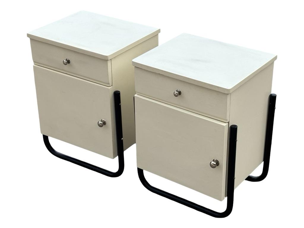 Vintage nachtkastjes set van 2 Bauhaus-stijl jaren 50 design, Gebruikt, Minder dan 45 cm, Vintage, Vintage