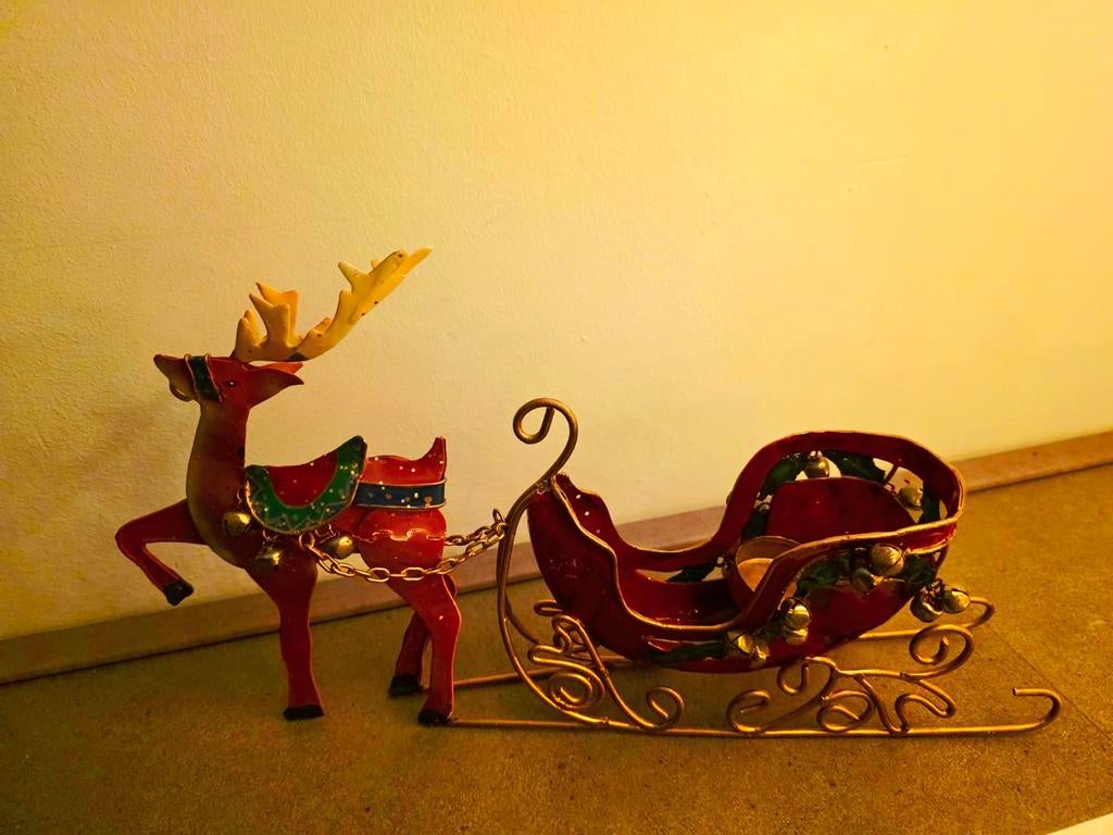 Prachtig metalen kerstdecoratie Rendier & Slee, Diversen, Kerst, Ophalen of Verzenden