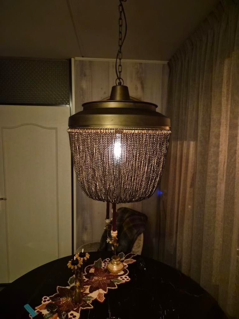 PTMD Hanglamp met brass kettingen hoog 40 breed 45, Ophalen